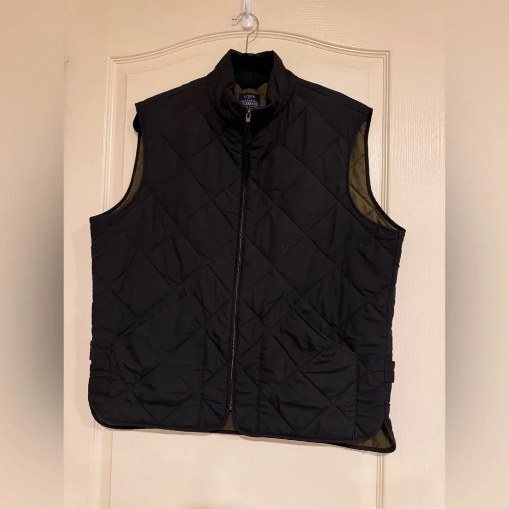J. Crew black and brown quilted vest​​​​